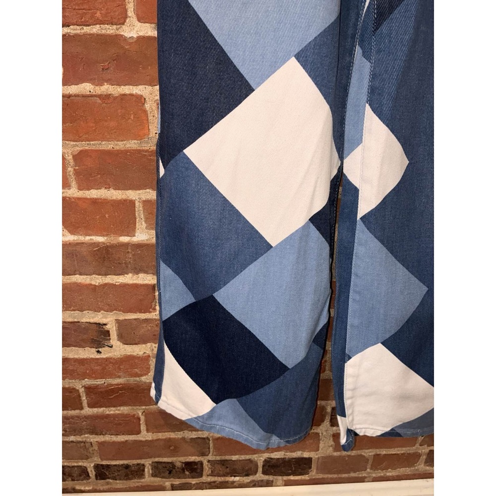 Blue White‎ Diamond Pattern Wide Leg Jeans - Picture 4 of 9